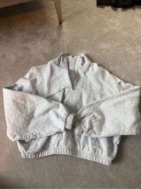 Weekday Light Gray Half-Zip Crewneck Sweatshirt
